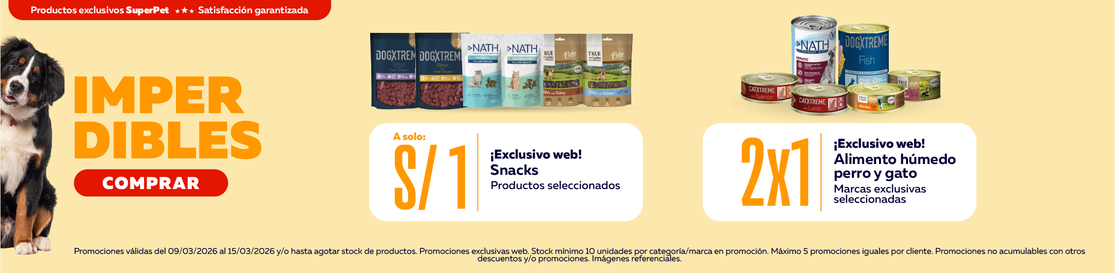 Imperdibles humedo y snacks