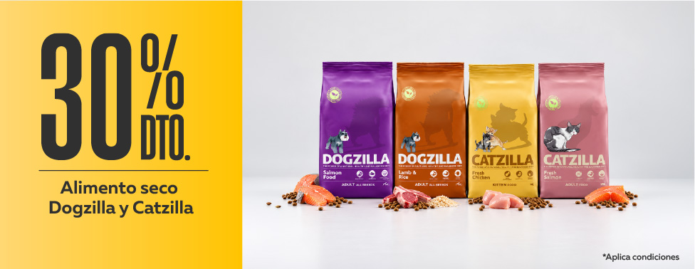 30% Dogzilla y Catzilla 30% de descuento en alimento seco Dogzilla y Catzilla