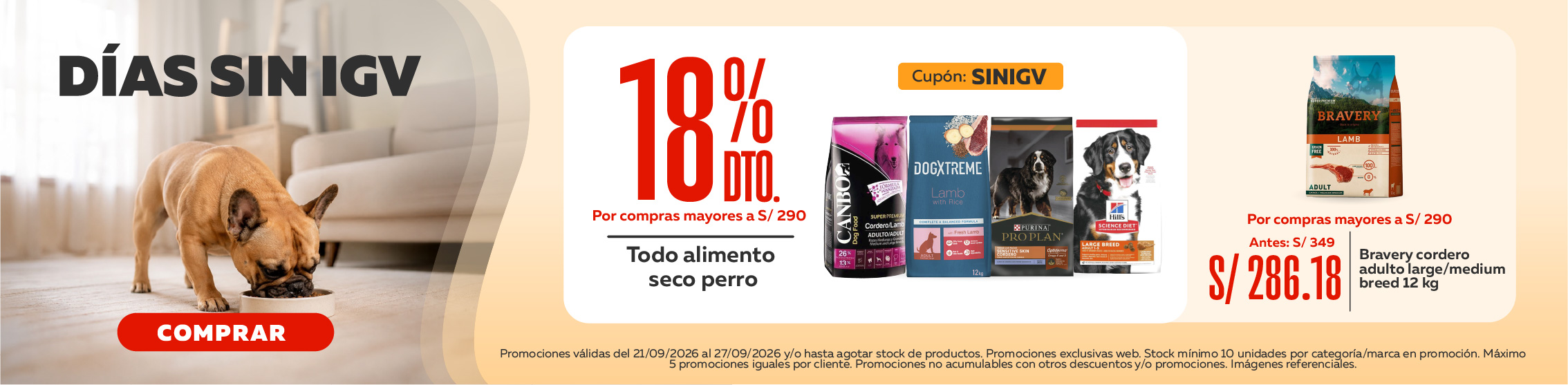 D&iacute;as sin Igv alimento perro
