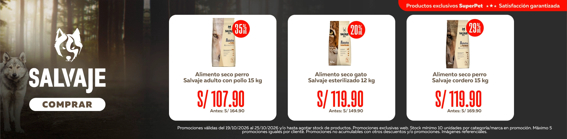 Hasta 35% de descuento en alimento seco Salvaje seleccionado