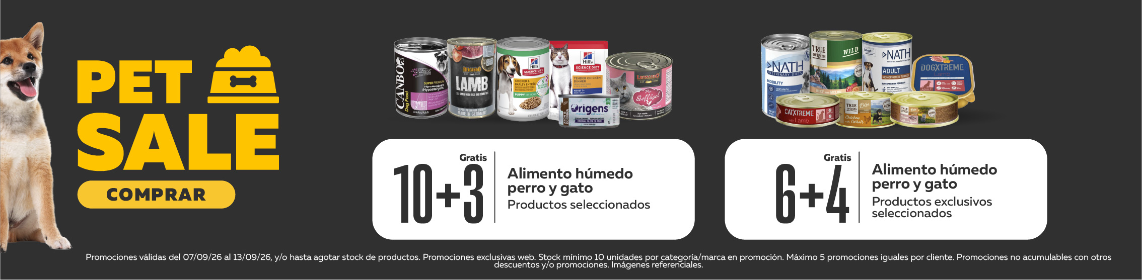 10+3 y 6+4 en alimento h&uacute;medo para perro y gato