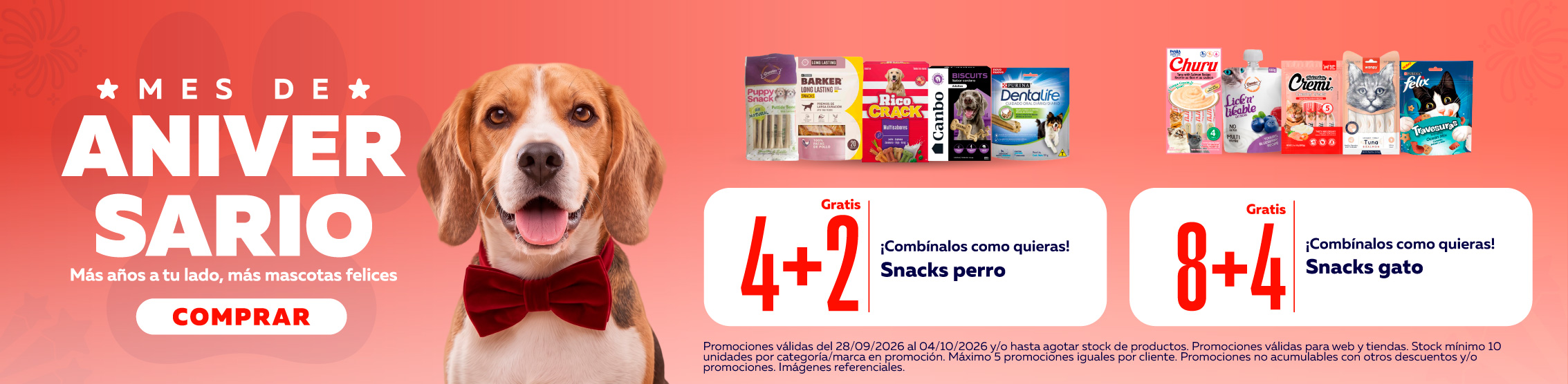 4+2 en Snacks para perro, &iexcl;comb&iacute;nalos como quieras! | 8+4 en Snacks para gato, &iexcl;comb&iacute;nalos como quieras!