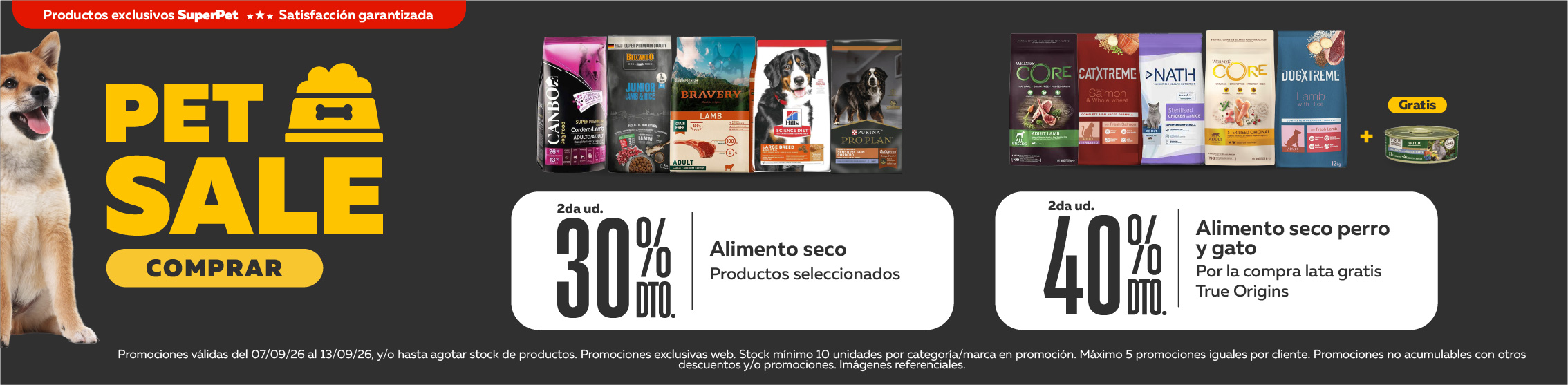 2do 30% descuento y 2do 40% descuento en alimento seco