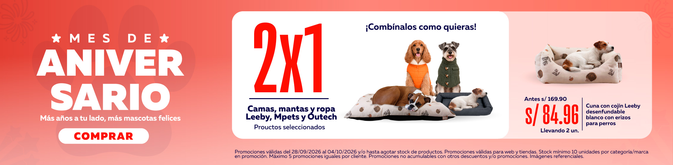  2x1 en camas y mantas Leeby y Mpets m&aacute;s ropa Outech
