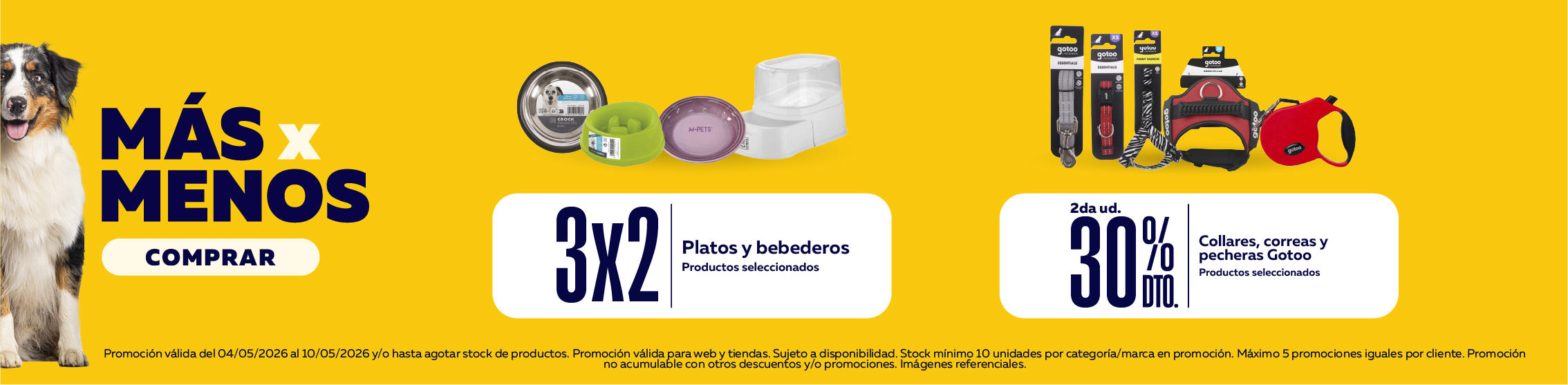 Mas x menos platos y correas
