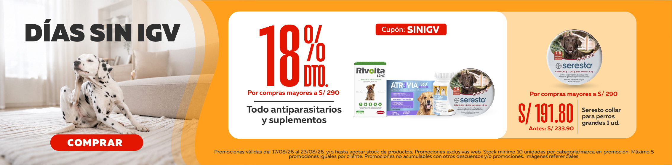 D&iacute;as sin Igv antipulgas