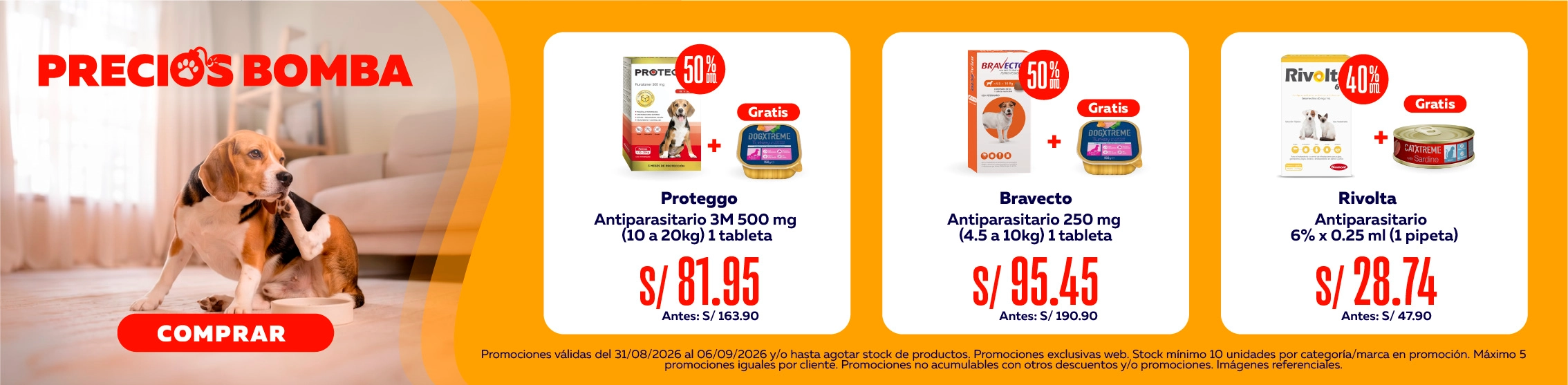 Precios bomba en antiparasitarios y ll&eacute;vate alimento h&uacute;medo de regalo en productos seleccionados