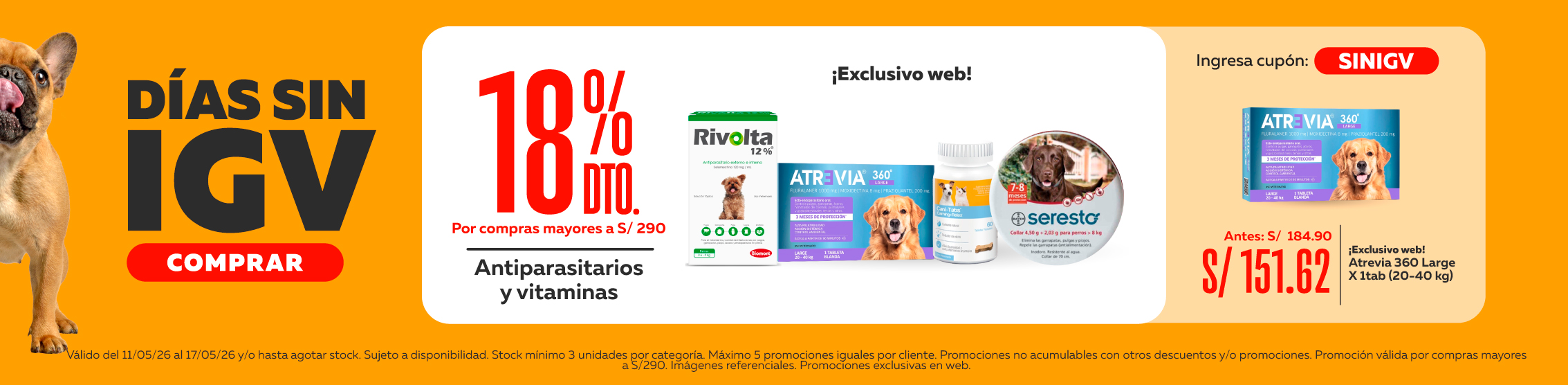 D&iacute;as sin Igv antipulgas
