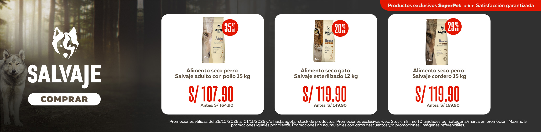 Descuento en alimento seco Salvaje