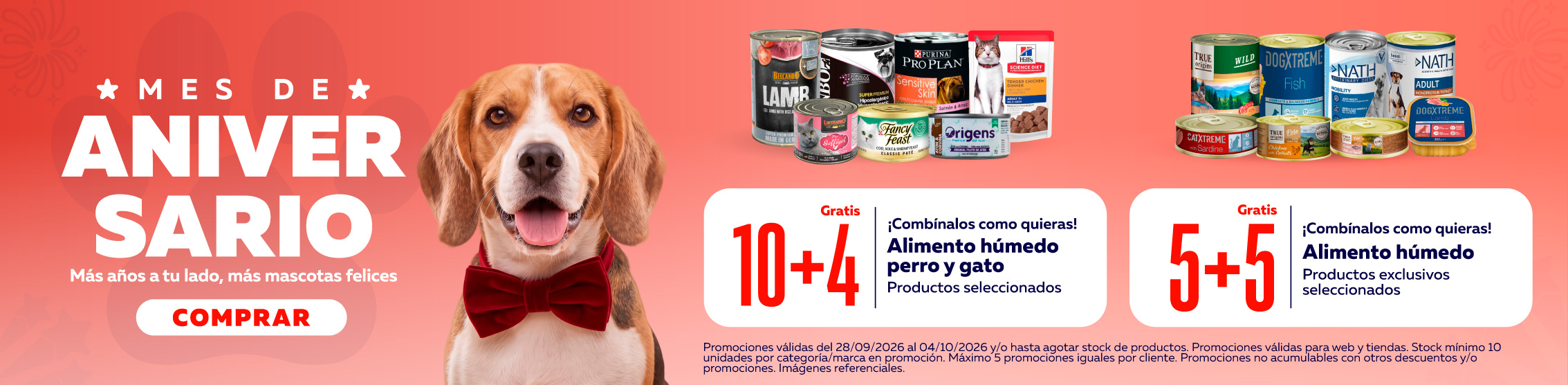 10+4 y 5+5, lleva m&aacute;s y paga menos en alimento h&uacute;medo de marcas seleccionadas