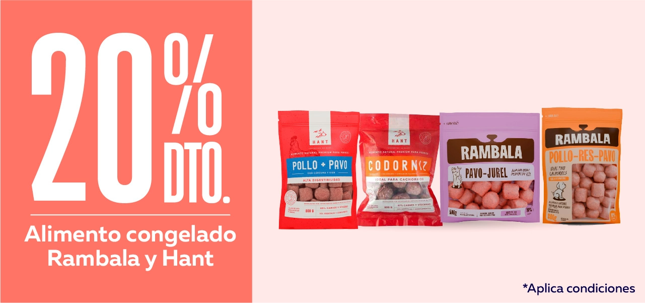 20% de descuento en alimento congelado BARF Hant y Rambala