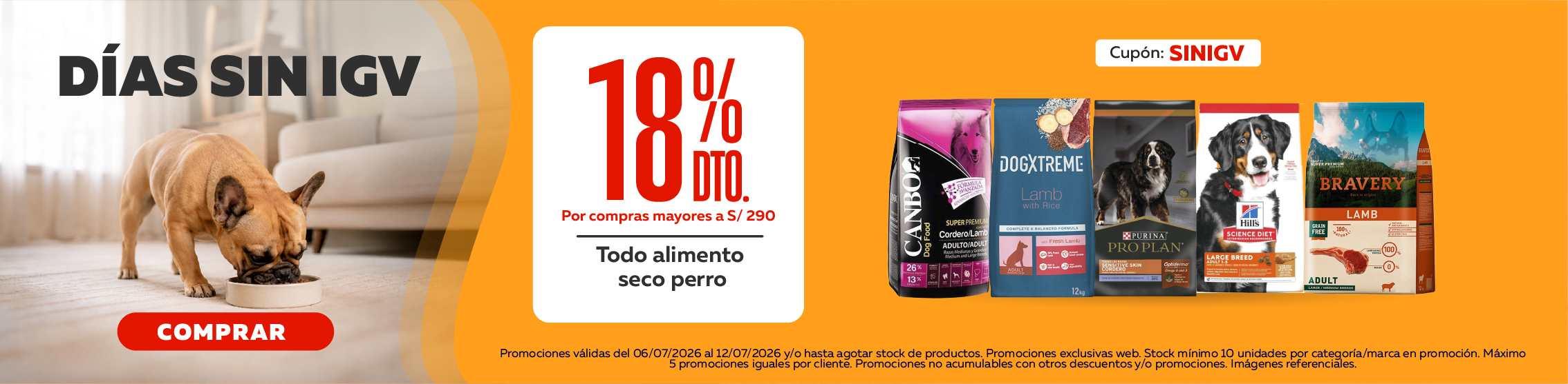 D&iacute;as sin Igv alimento perro