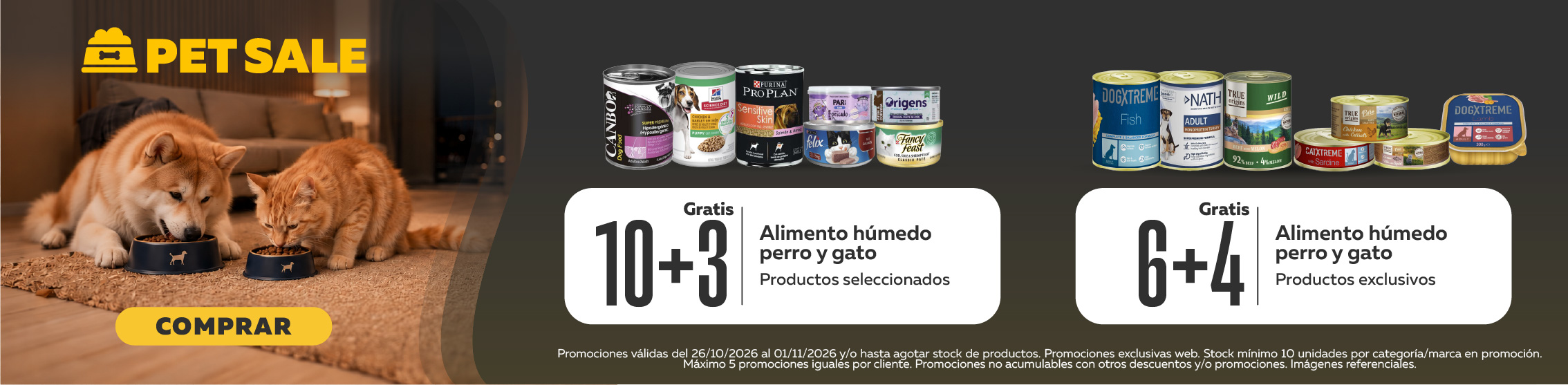 10+3 y 6+4 en alimento h&uacute;medo para perro y gato