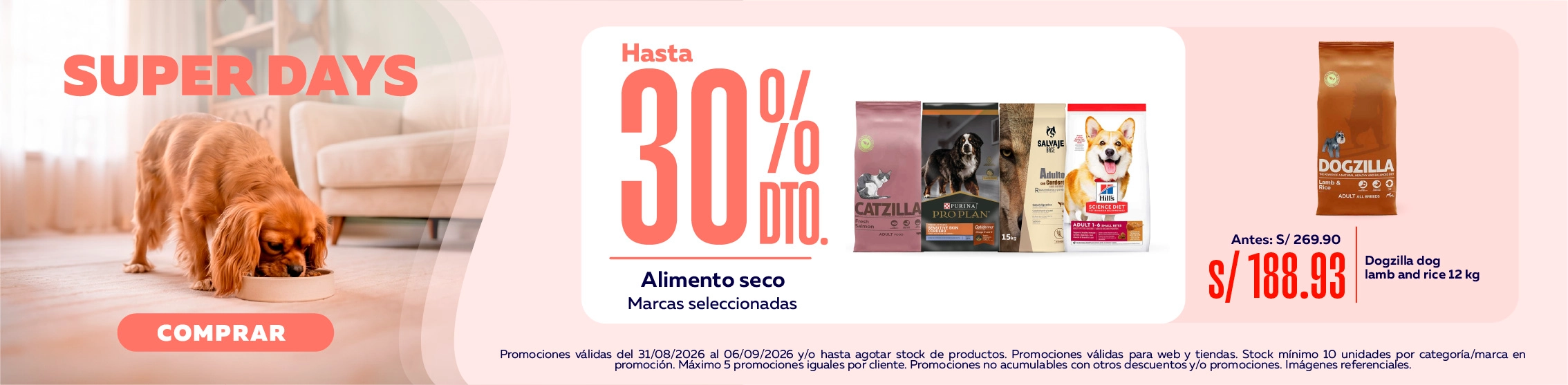 Hasta 30% de descuento en alimento seco marcas seleccionadas