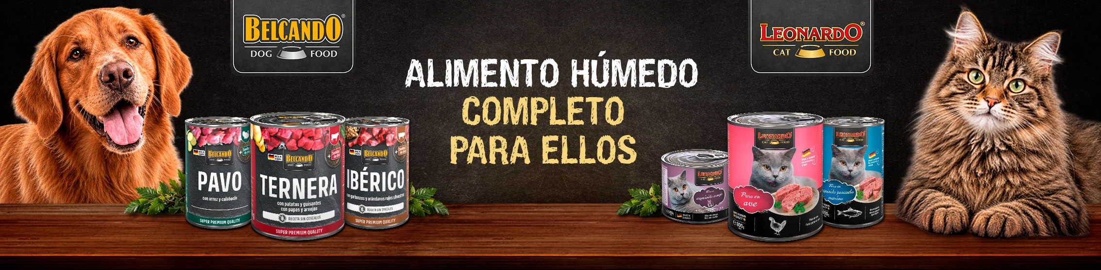 leonardo y belcando, Alimento h&uacute;medo completo para ellos