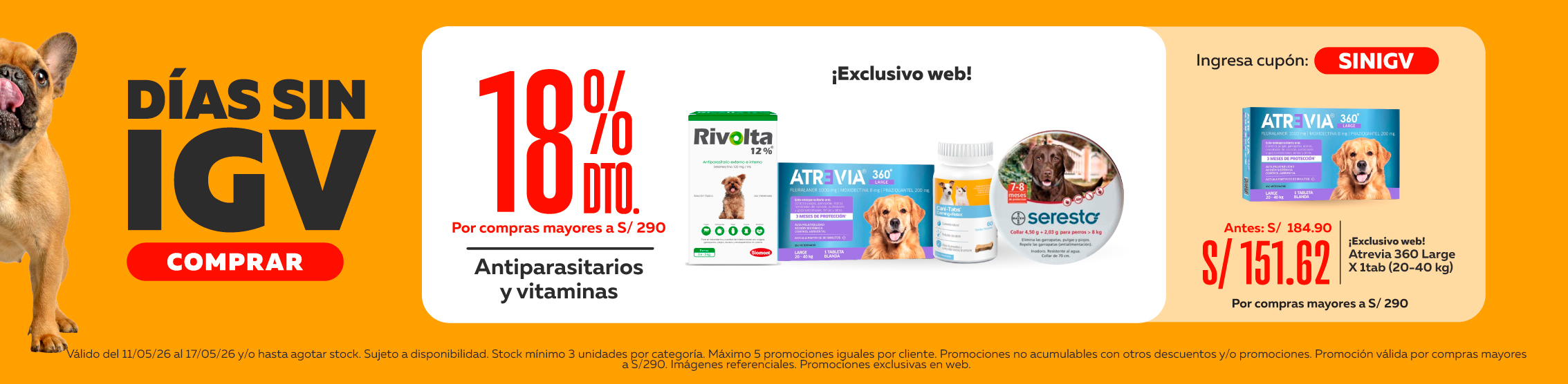 D&iacute;as sin Igv antipulgas