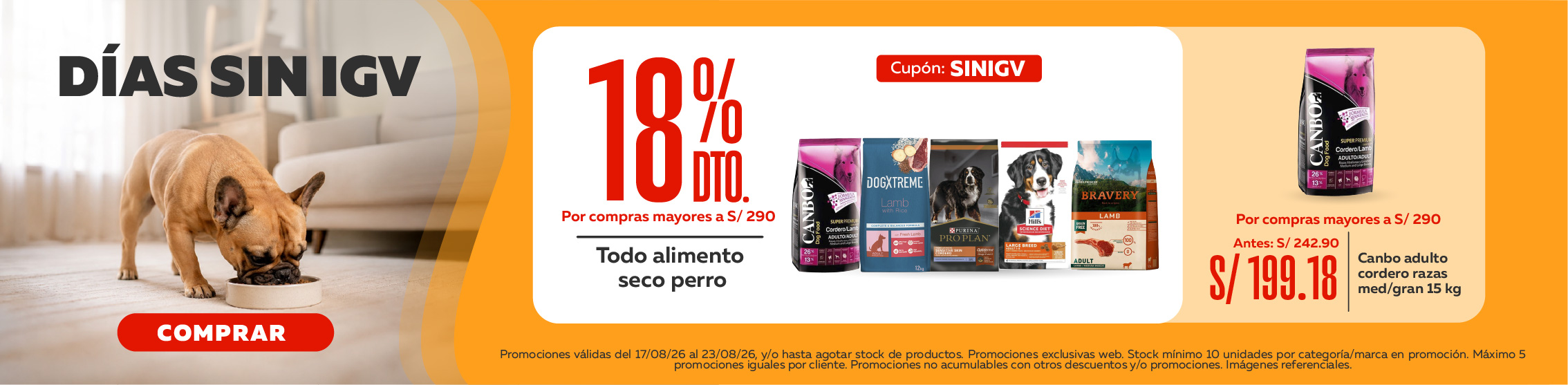 D&iacute;as sin Igv alimento perro