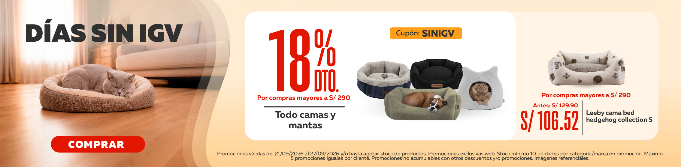 D&iacute;as sin Igv camas