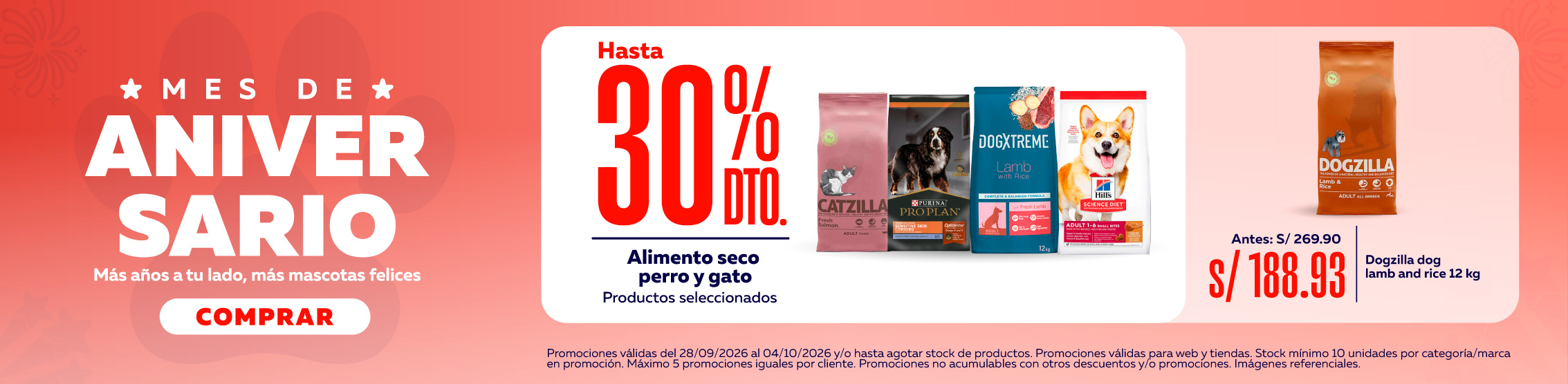 Hasta 30% de descuento en alimento seco marcas seleccionadas