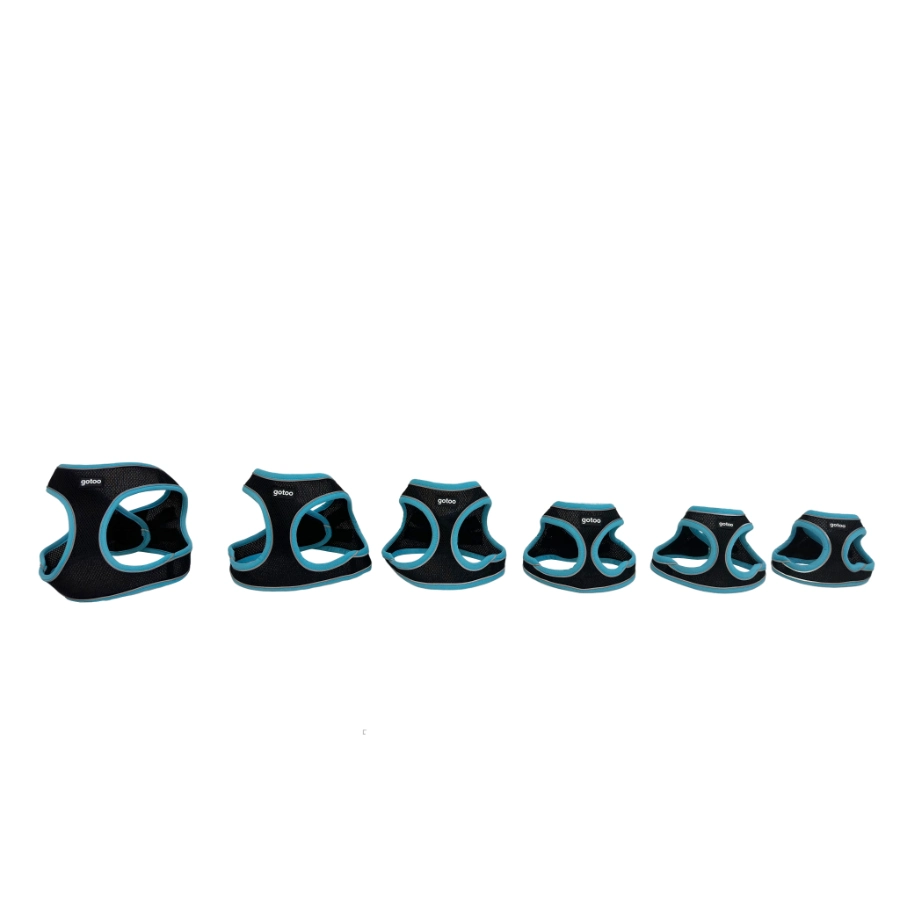 Arnés Turquesa Y Negro De Malla Con Costuras Reflectantes Para Perros, , large image number null