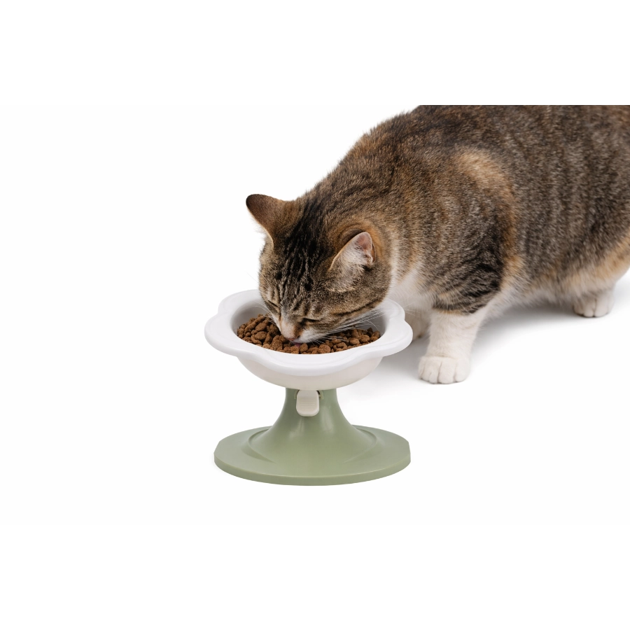 Taz&oacute;n Cer&aacute;mico Para Gato Leeby Con Forma De Flor 400 Ml