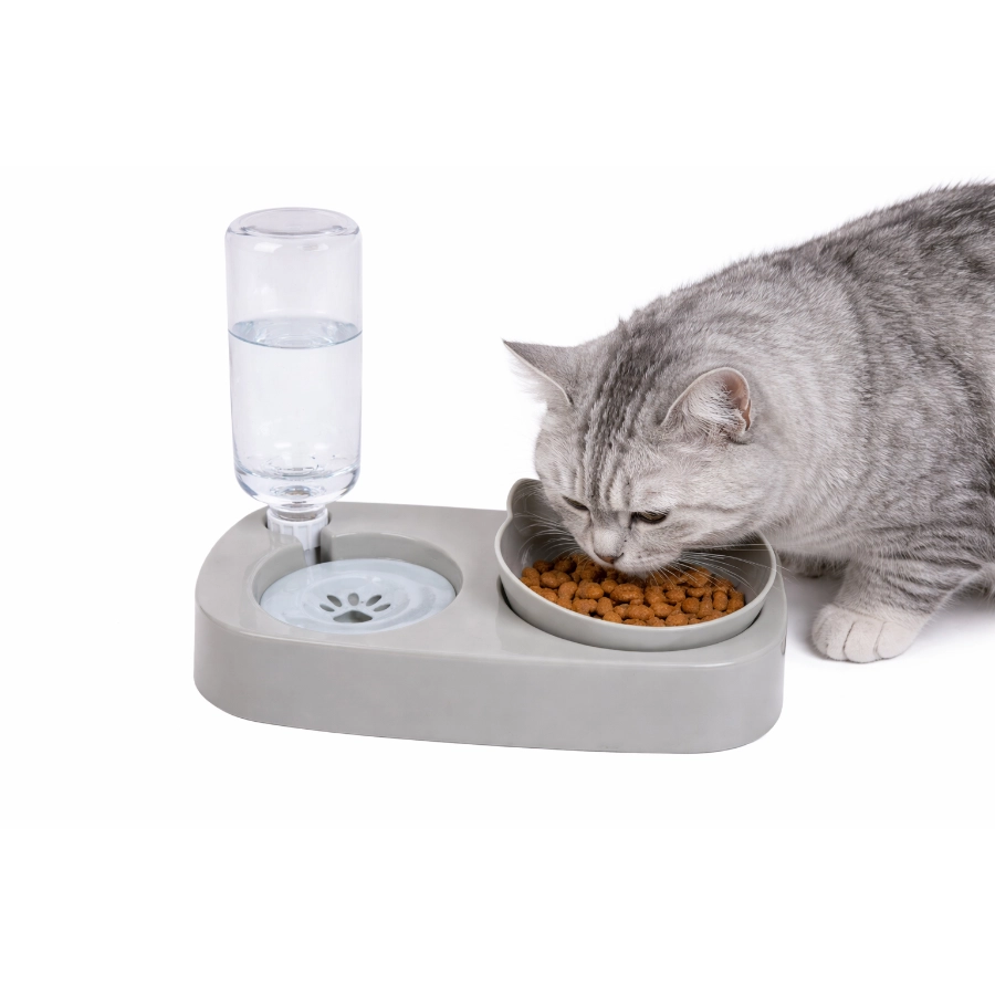 Dispensador Y Comedero Gris Leeby 500 Ml