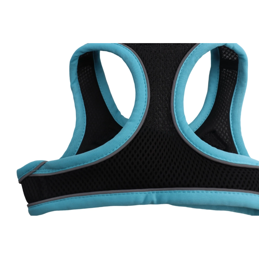 Arnés Turquesa Y Negro De Malla Con Costuras Reflectantes Para Perros, , large image number null
