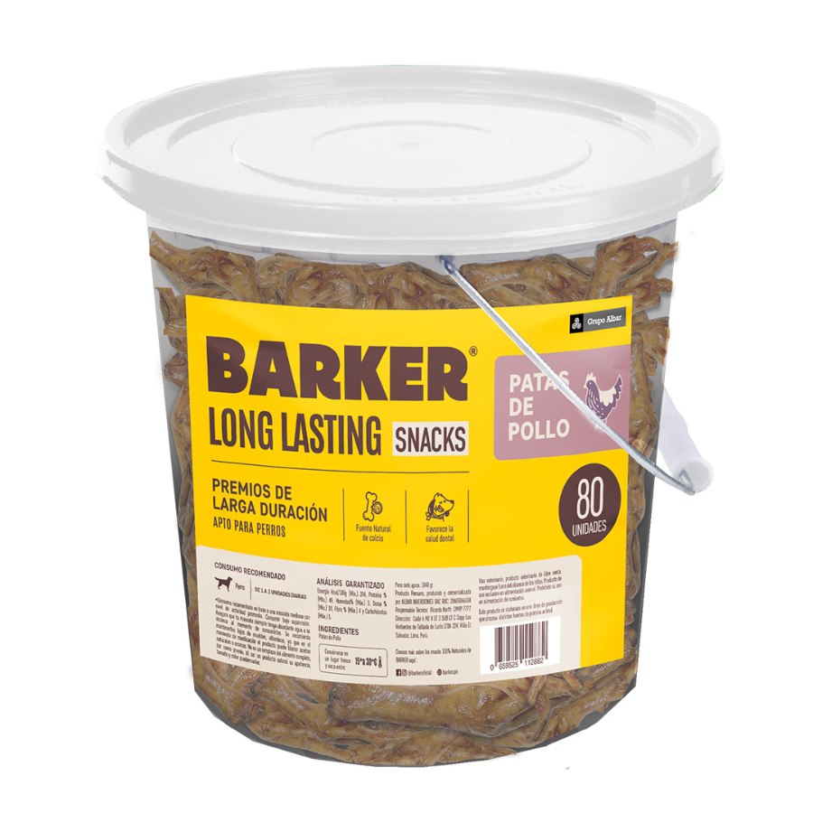 Barker Balde Long Lasting Snacks Patas De Pollo (80 Unidades)
