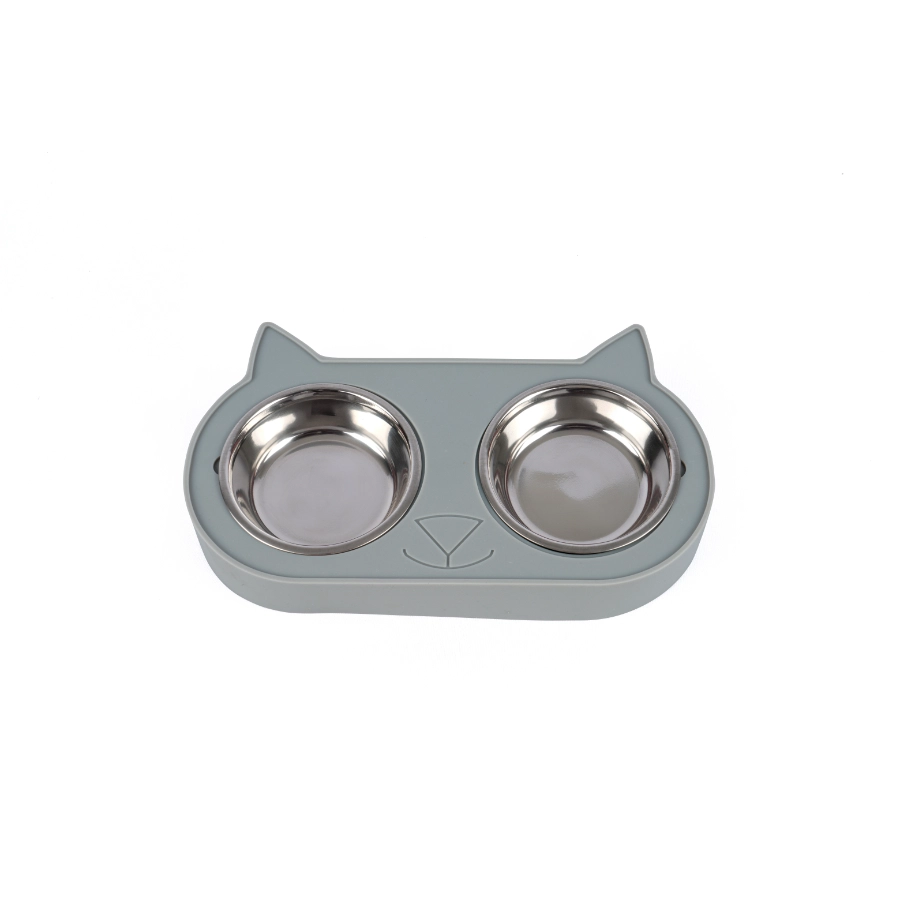 Comedero Doble Con Cara De Gato Leeby 225 Ml, , large image number null
