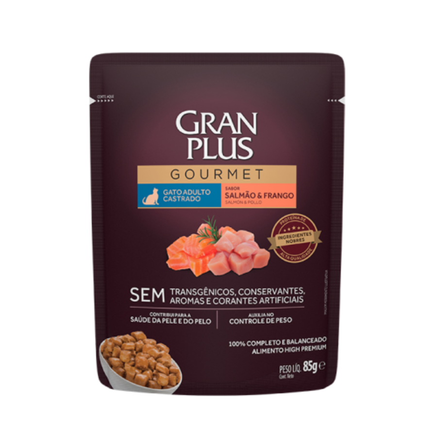 Gran Plus Gato Gourmet Adulto Castrado Salmon Y Pollo 85 G