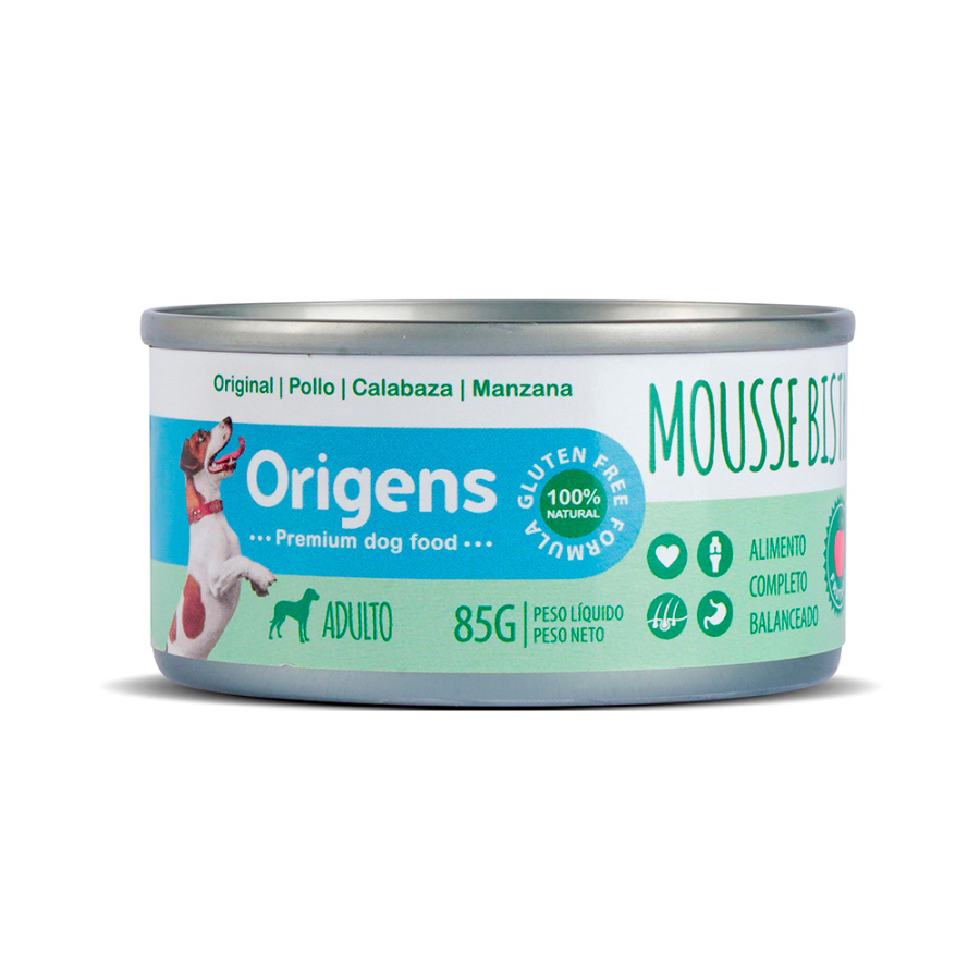 Origens mousse bistro frutado pollo, calabaza y manzana - adulto 85 gr, , large image number null
