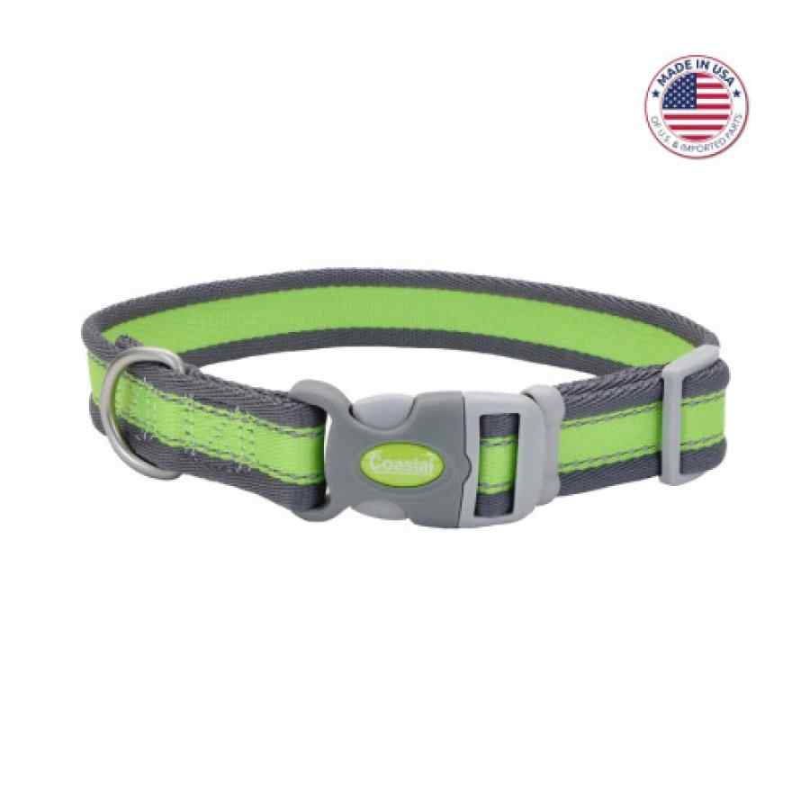 Coastal Pro Reflective Adjustable Dog Collar, Bright Green With Grey, , large image number null