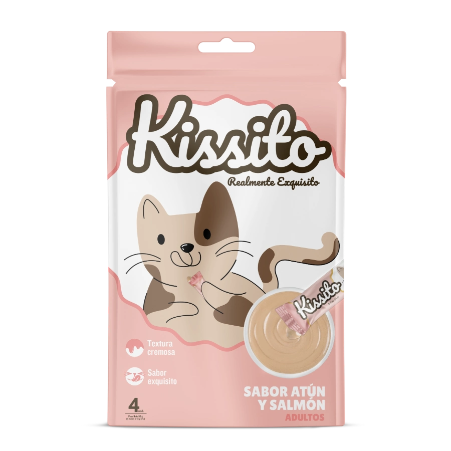 Kissito Cremosito Snack Cremoso At&uacute;n Y Salm&oacute;n Bolsa 56Gr, , large image number null