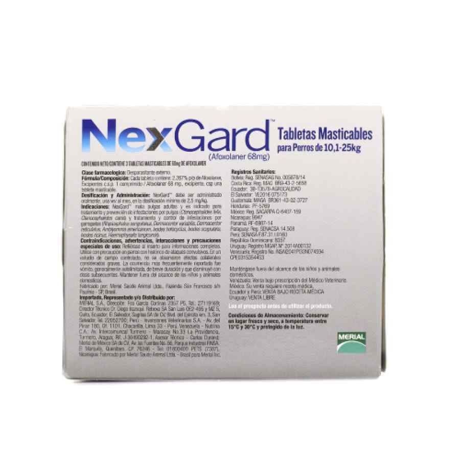 Nexgard 68mg (10.1 a 25kg) 3 tabletas image number null