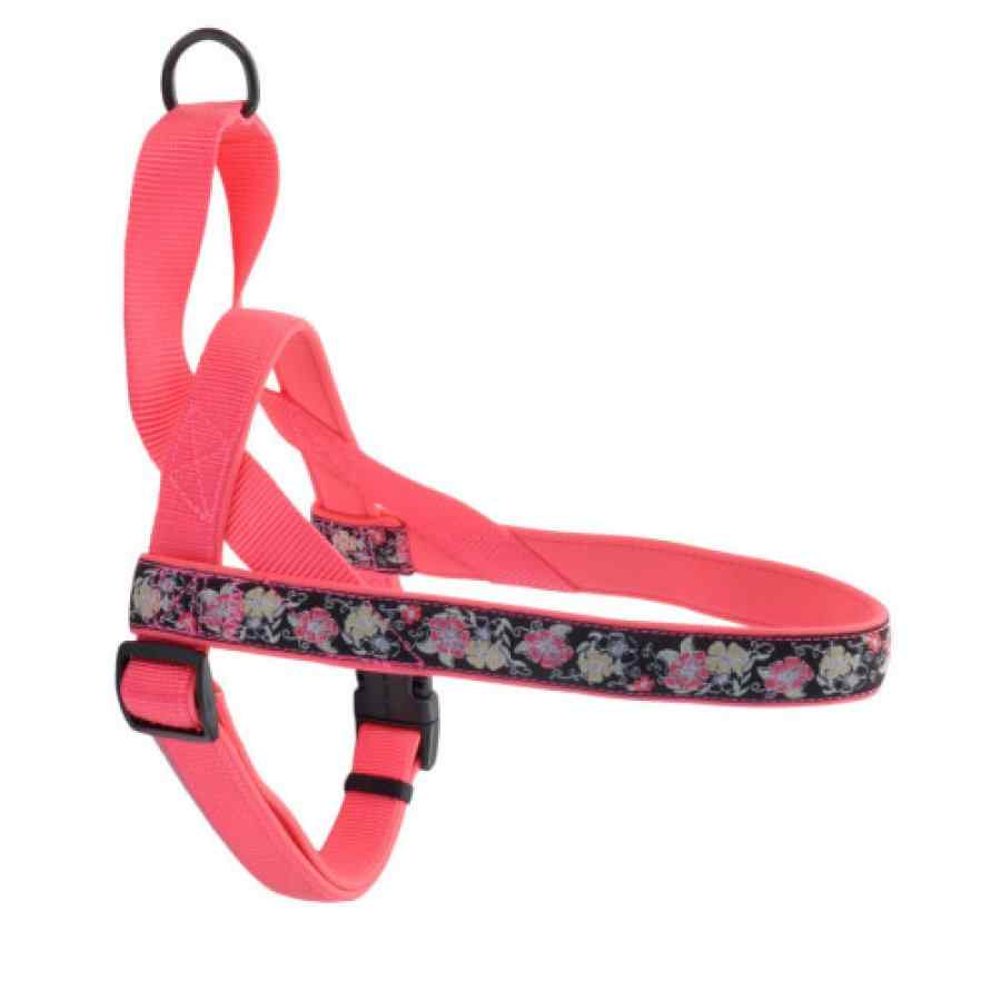 Coastal Ribbon Weave Harness, Pink Yellow Flowers On Black