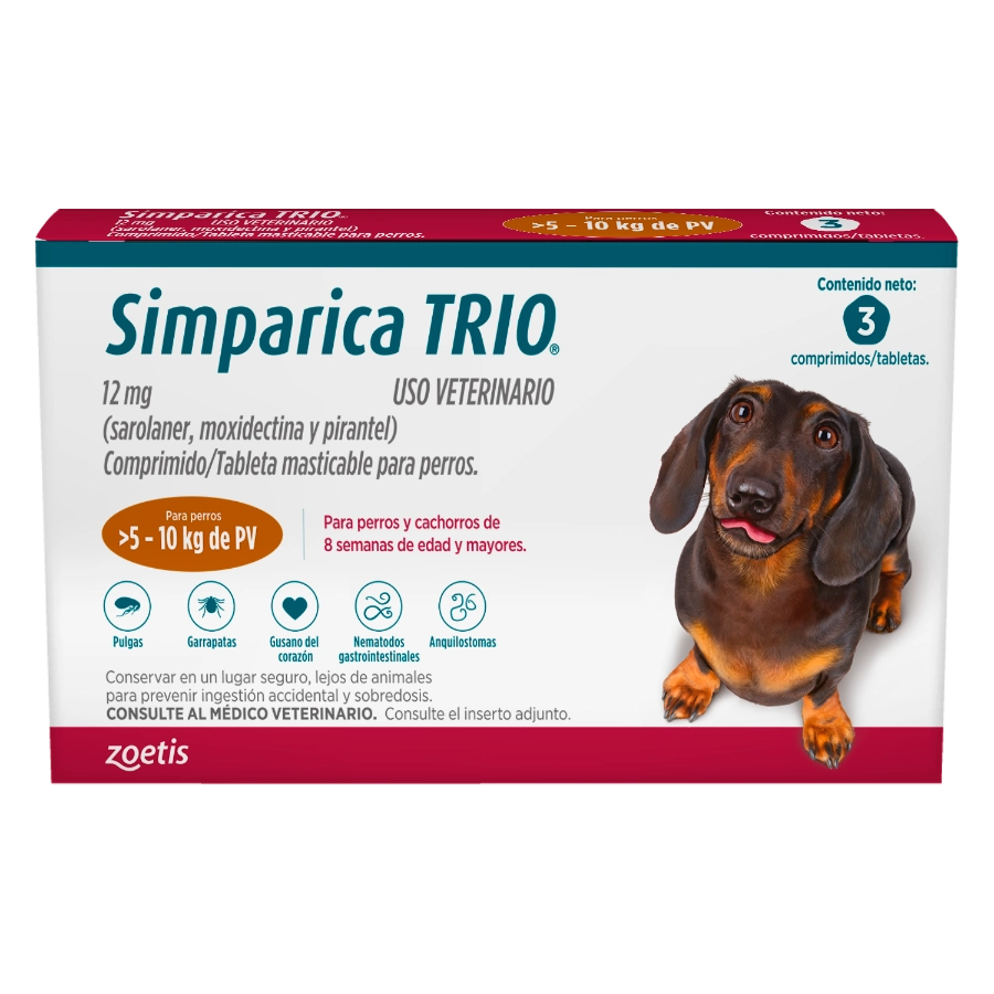 Simparica Trio Caramel 5.1 10kg x 3 tabletas