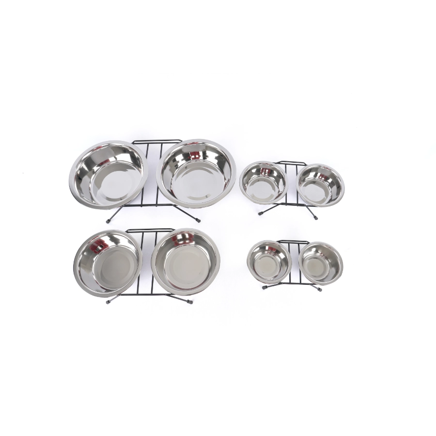 Comedero Doble De Acero Inoxidable Leeby, , large image number null