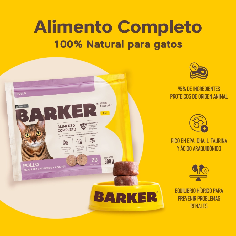 Barker Cat Pollo (500 g) 20 Hamburguesas, , large image number null
