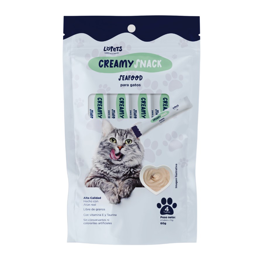 Lopets Creamy Snack Para Gatos - Seafood x 60 G (4x15g), , large image number null
