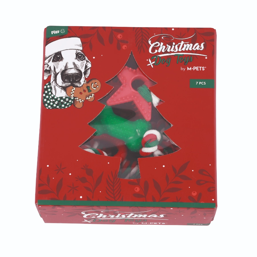 Christmas Cotton Rope Gift Box Dog Toys  7 In 1, , large image number null