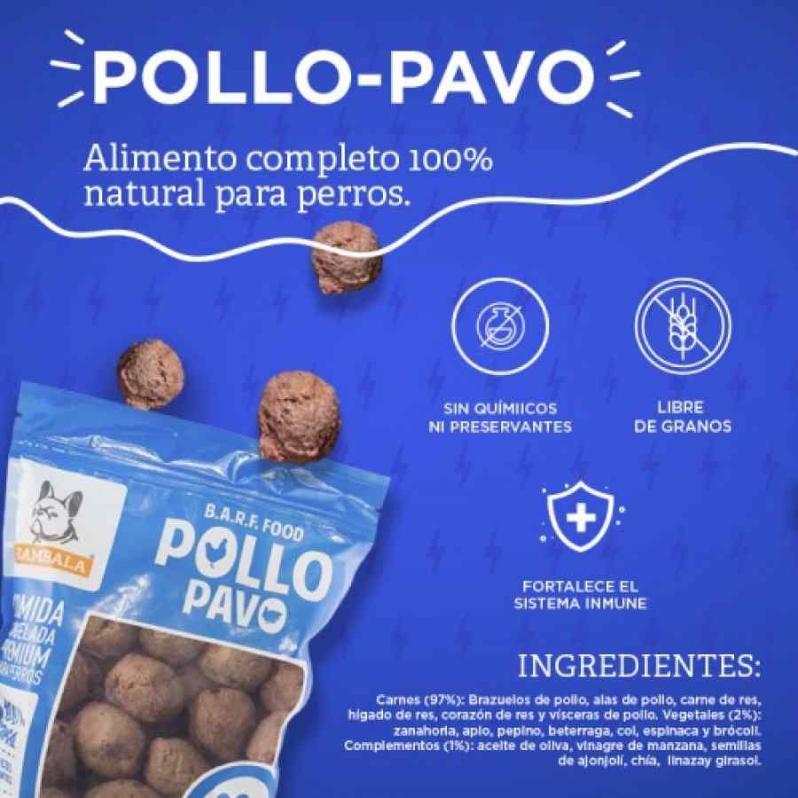 Rambala Comida Congelada Premium para Perros Pollo (Con Pavo) 800 g image number null