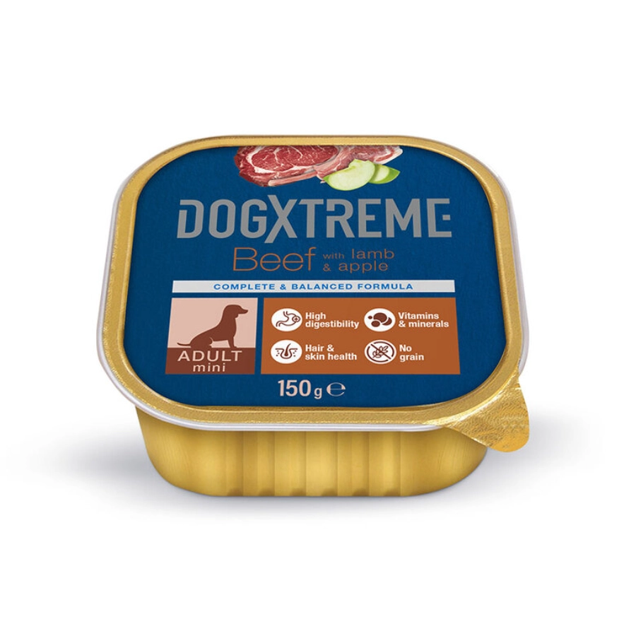 Dogxtreme Adult Mini Comida H&uacute;meda Vacuno Cordero Manzana 150 g