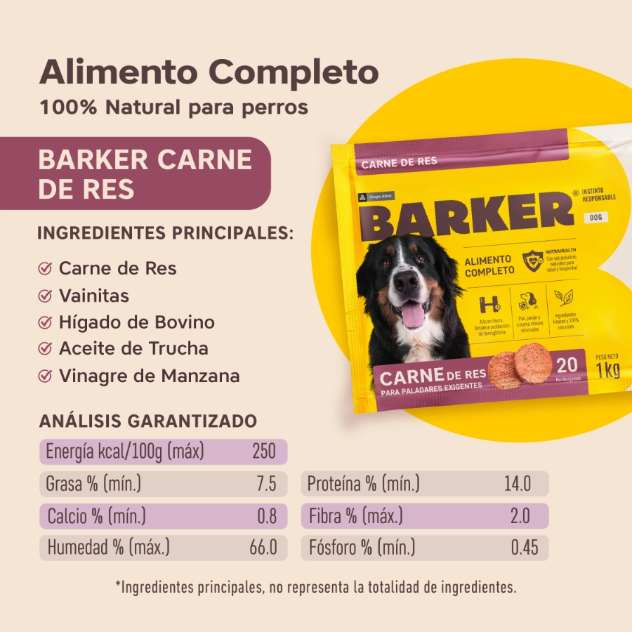 Barker Carne De Res (1kg) 20 Hamburguesas, , large image number null