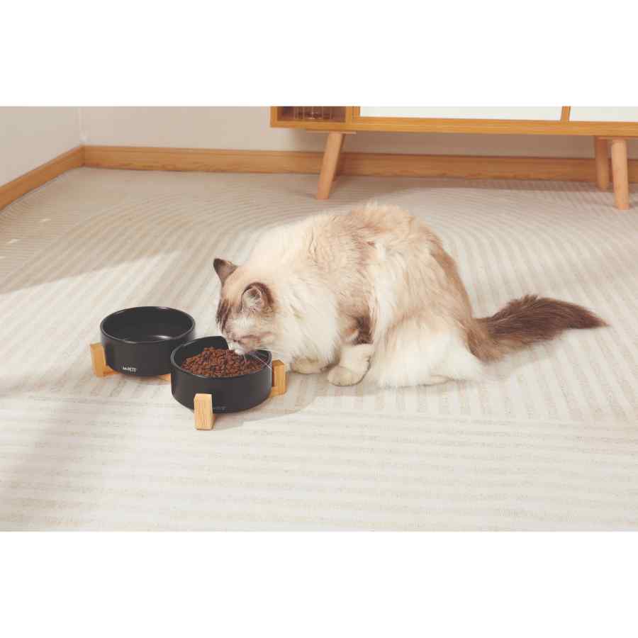 Mpets Opera Comedero Doble De Cerámica Con Soporte De Bambu 2 X 350 ml (700 ml), , large image number null