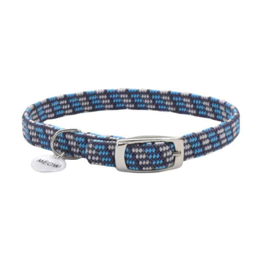 Coastal Elastacat Reflective Safety Stretch Collar With Reflective Charm, Grey With Blue, 3/8" X 10"