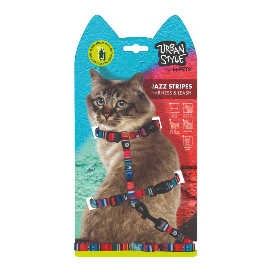 Mpets Urbantyle Jazz Stripes Set Correa Gato
