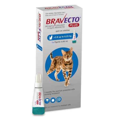 BRAVECTO PLUS 250mg SPOT ON CATS (2.8Kg - 6.25Kg) image number null