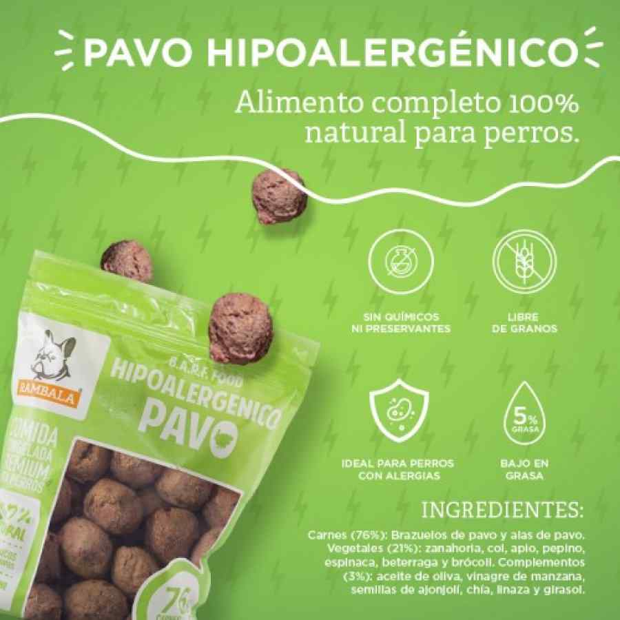 Rambala Comida Congelada Premium para Perros Pavo hipoalergénico 800 g image number null