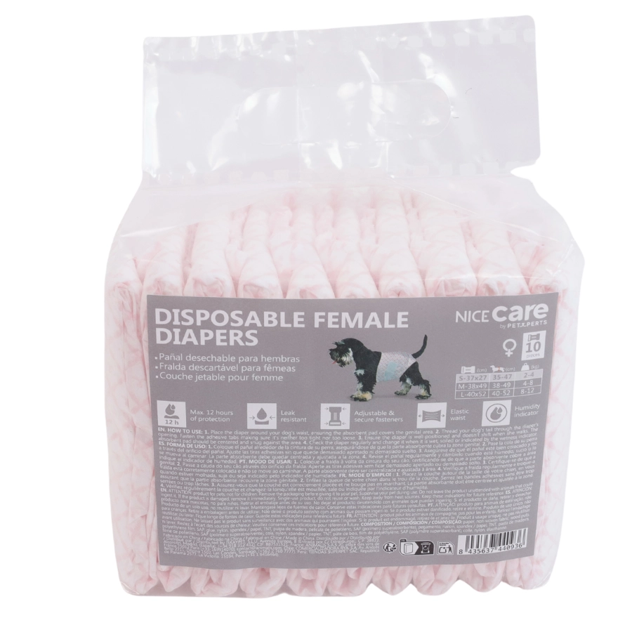 Nice Care Pa&ntilde;al Para Perra Hembra 10 Pcs