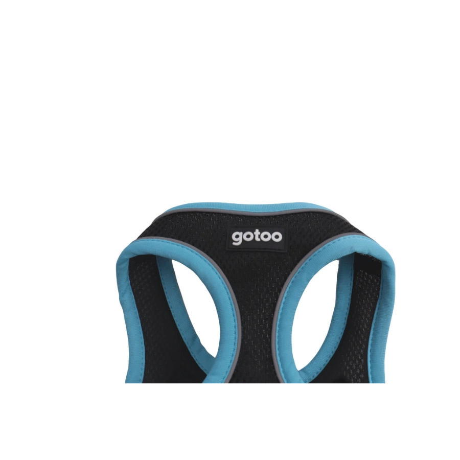 Arnés Turquesa Y Negro De Malla Con Costuras Reflectantes Para Perros, , large image number null